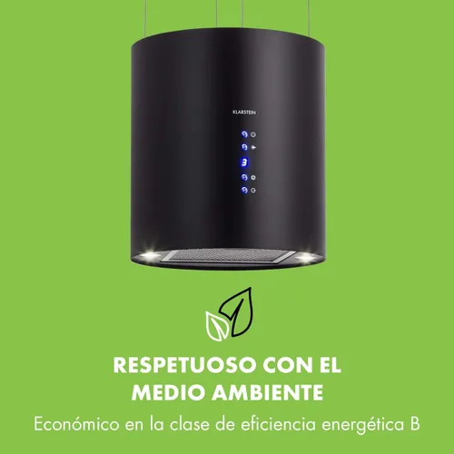 Miniatura 7 de Klarstein Campana extractora de isla colgante, ventilador extractor para islas de cocina, flujo de aire de 558 m³/h, temporizador, ventilador