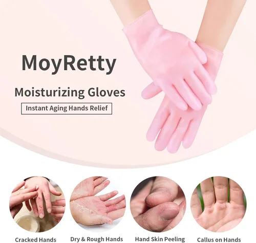 Miniatura 2 de MoyRetty Juego de 2 pares de calcetines hidratantes con guante, calcetines de spa de gel de silicona para piel seca y agrietada, calcetines de talón