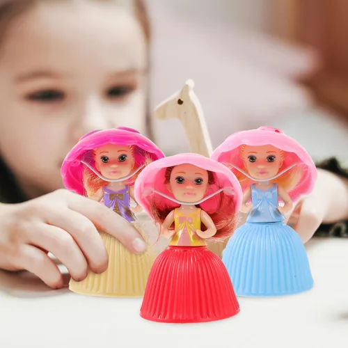 Miniatura 5 de 3 piezas de mini hermoso juguete de muñeca de pastel, sorpresa de magdalena princesa, juguetes para niños, divertido juego de regalo para niñas de 3