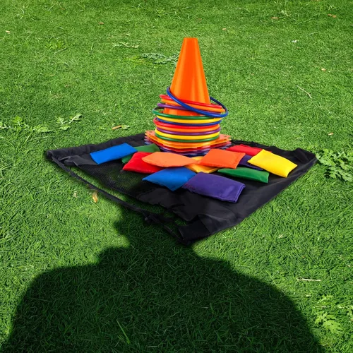 Miniatura 8 de Super Z Outlet Juego de 30 piezas de carnaval al aire libre con 12 anillos, 12 bolsas de frijoles y 6 conos