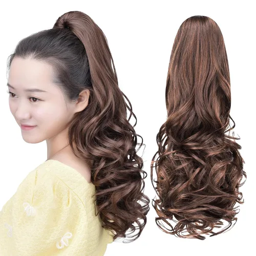 Miniatura 12 de Extensión de cola de caballo negra con clip de garra, ondulada, 10 pulgadas, 3.5 onzas, sintético, como verdaderos, postizos, para mujer, Yaki
