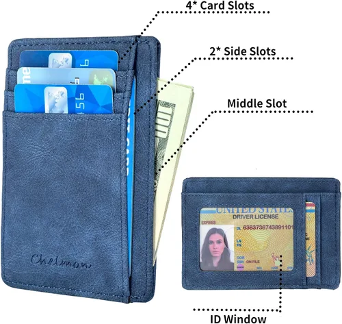 Miniatura 17 de Cartera Chelmon Slim RFID - Cartera de bolsillo frontal minimalista para tarjetas de crédito delgadas