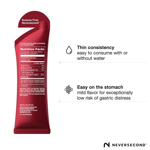 Miniatura 4 de Neversecond Gel energético C30, nutrición y hidratación para el rendimiento, gel de energía Never2 para ultra triatlones, ciclismo y maratones