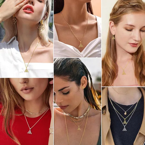 Miniatura 2 de PROSILVER - Collar celta para mujer, regalo irlandés, plata de ley 925 con nudo de amor, collar de buena suerte, 45,7 a 20.0in, ajustable, viene
