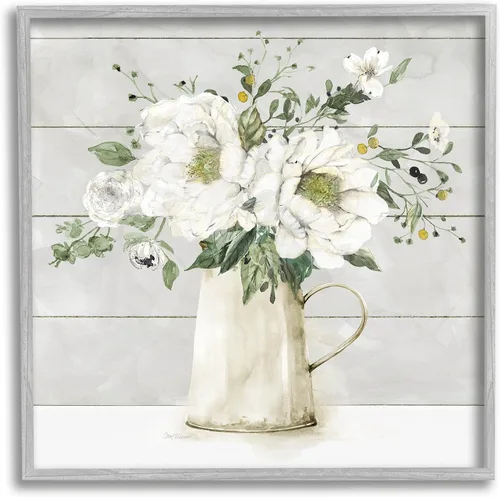 Miniatura 31 de Stupell Industries 'Country Jug Varied Flower Arrangement', Framed Giclee Art, White, 17 x 17 Inches, Easy to Hang and Sturdy, Made in USA, by Carol