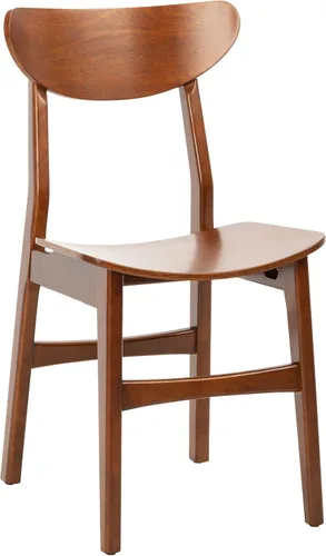 SAFAVIEH Furniture Lucca - Juego de 2 sillas de comedor retro, nogal - madera - Diseño tapizado de mediados de siglo - Ideal para comedor, cocina,