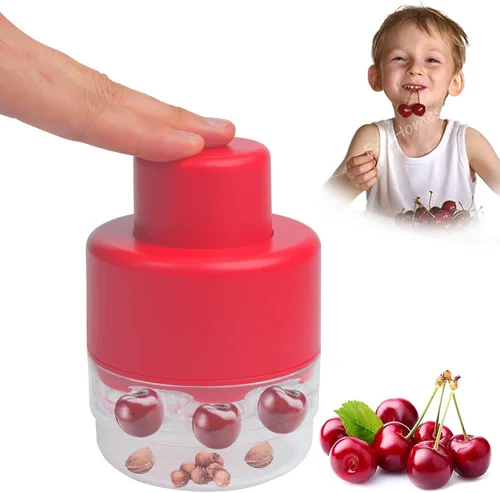Removedor de pozos de cerezas, herramienta de eliminación de múltiples núcleos de cereza con diseño de bloqueo que ahorra espacio, removedor de