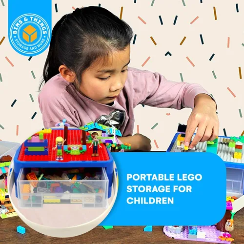 Miniatura 5 de Bins & Things Organizador de Caja Contenedora para Juguetes Pequeños - Estuche de Transporte de Set de Juguetes de Viaje con Tapa Incorporada