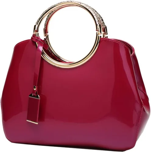 Rullar Bolso elegante de las mujeres y bolso de la manija superior del bolso de la manija de la bolsa de cuero de patente de la totalizador del