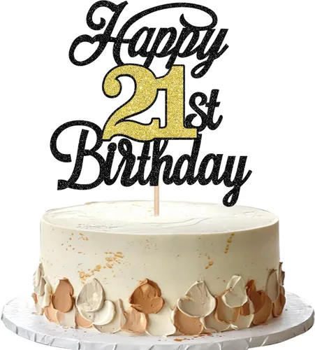 Miniatura 23 de Rsstarxi 1 paquete de decoración para tarta de cumpleaños 8 con purpurina negra de 8 años y fabulosos saludos a 8 años de edad, para celebrar el 8º
