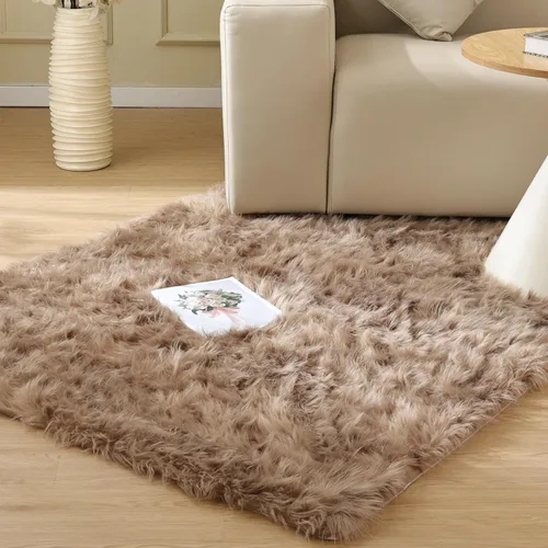 Miniatura 16 de ORINOVA Alfombras de pelo sintético lavable de color gris plateado claro para dormitorio, alfombra de felpa para sala de estar, alfombra