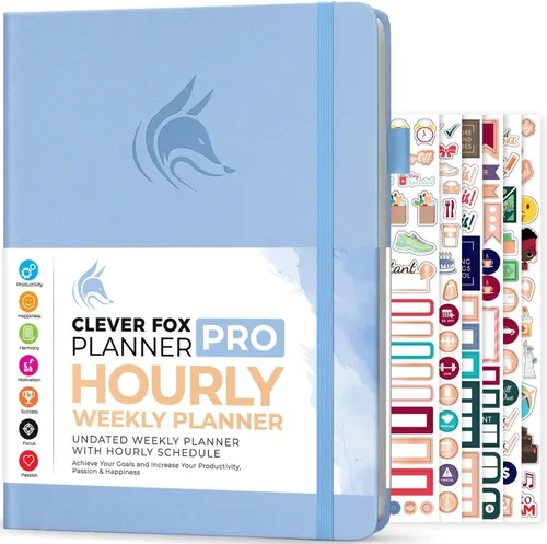 Miniatura 12 de Clever Fox Agenda PRO - Agenda semanal y mensual sin fecha con ranuras de tiempo, libro de citas y organizador diario, A4 (gris)