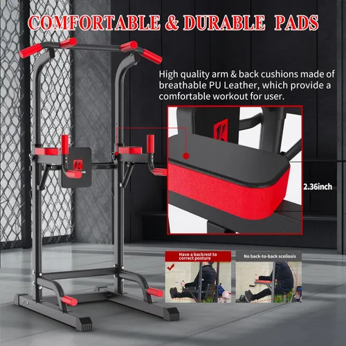 Miniatura 3 de K KiNGKANG Power Tower Dip Station, Multi-Function Assistive Trainer Pull Up for Home Gym Muscle Building and Beginner Exercises,Load 450LBS Negro