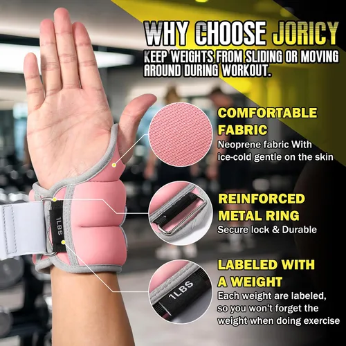 Miniatura 4 de Pesas de muñeca con trabillas para el pulgar para mujeres y hombres, 1 par de 2, 3, 4, 5, 6 libras, pesas de brazo y tobillo, guantes