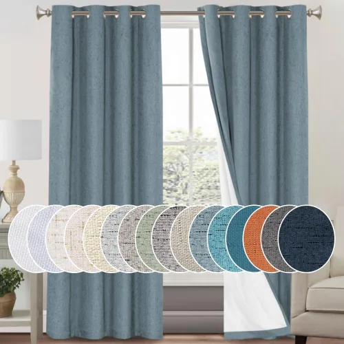 Miniatura 110 de Primitive - Cortinas opacas 100 % de lino texturizado natural para dormitorio, sala de estar, cortinas para ahorra energía, tela de arpillera