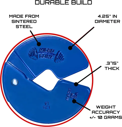 Miniatura 3 de Micro Gainz - Placa fraccional para mancuernas de 1.25lb, ideal para micro cargas, (elige color) juego de 4 placas fraccionales, diseñadas para Azul