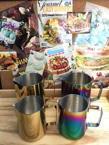 Miniatura 5 de Jarra de espuma de leche de 20 onzas, taza de acero inoxidable, perfecta para café con leche, capuchino, espumador de leche de acero inoxidable