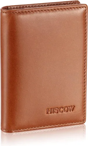 Funda de piel para tarjetas de visita para hombres y mujeres, piel de becerro italiana Cuero curtido vegetal marrón