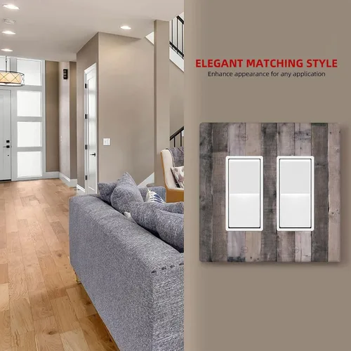 Miniatura 1219 de Placa Decorativa de Pared de Granja Rústica con Cuerno de Madera para Puerta de Granero 1 Banda Duplex Cubiertas de Toma Eléctrica Soltera