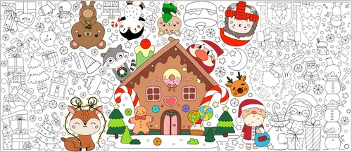 Miniatura 19 de Dvbonike Póster Jumbo de Mandala Navideño para Colorear Póster Gigante de Papel Feliz Navidad para Colorear Póster DIY de Dibujo en Blanco Arte
