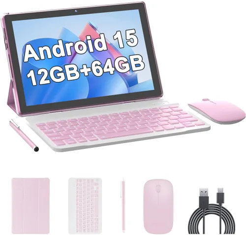 Miniatura 10 de Tableta Android 15 de 10 pulgadas (NO GO) Tabletas con teclado 64GB ROM+12GB RAM (expansión 4+8) Soporta expansión de 1TB 2MP+8MP Cámara dual Azul