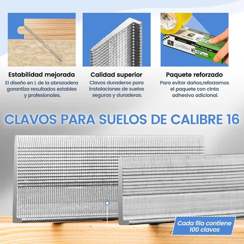 Miniatura 3 de meite Clavos de suelo de calibre 16 de 1-1/2 pulgadas, 16GA L, clavos de piso de madera dura para pistola de clavos de piso (1,000 unidades)