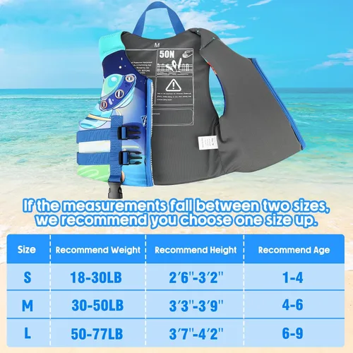 Miniatura 5 de Chaleco de natación para niños pequeños, chaqueta flotante para niños de 20-30-40-50 libras para niñas y niños para navegar, piscina, playa, Espacio