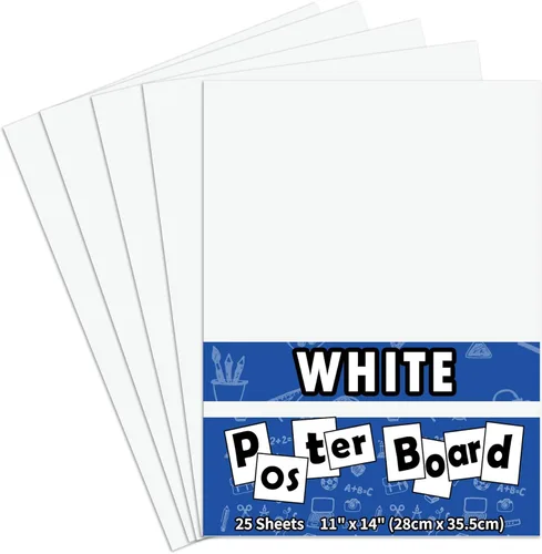Miniatura 10 de pmybupo 50 tableros de póster blancos de 22"×28", tablero de póster de valor para proyectos de manualidades escolares, presentación, dibujo