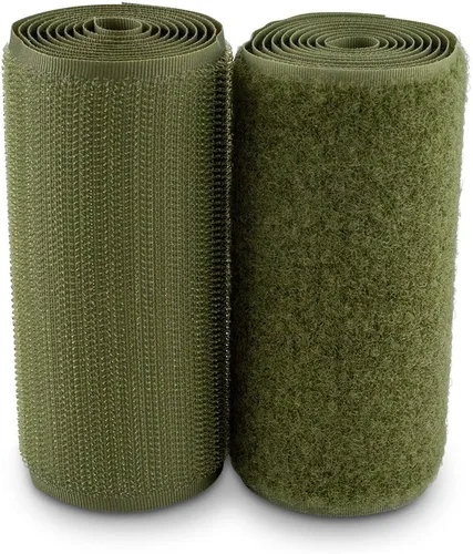 Cinta de velcro para coser de 4 pulgadas de ancho, color verde oliva, no adhesiva, de nailon de 1 yarda de longitud, juego de sujetadores de tela