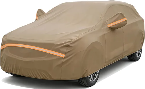 Miniatura 10 de Funda impermeable para automóvil para todo tipo de clima, 6 capas exteriores completas con cremallera de algodón, bolsillo de espejo. Funda