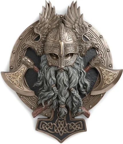 Miniatura 7 de Veronese Design 10 5/8" escultura de Valhalla de la placa de pared vikinga resina bronceada fundida en frío