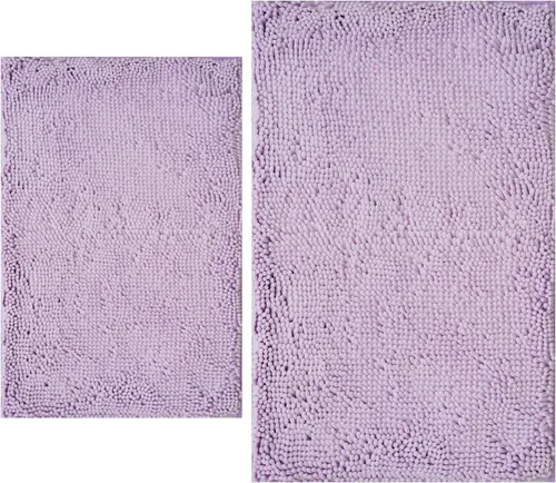 Miniatura 23 de Juegos de alfombras de baño de 2 piezas, alfombra de baño de felpilla extra suave ultra absorbente, alfombra de baño con base antideslizante de PVC