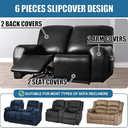 Miniatura 2 de Funda para sofá reclinable de 2/3 plazas, de piel sintética, impermeable, con bolsillo lateral, funda para sillón de masaje, protector de muebles