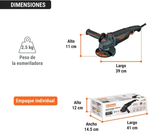 Miniatura 9 de Amoladora angular, 4-1/2 ', industrial, 1200 W