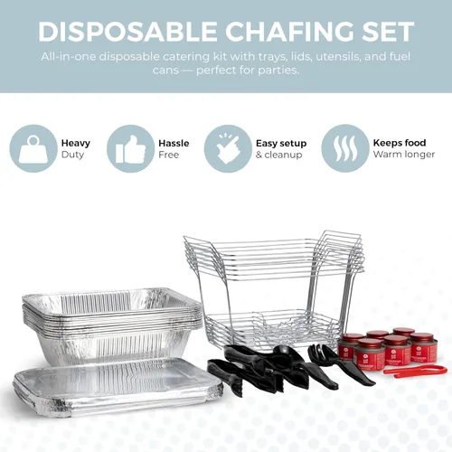 Miniatura 2 de Alpha Living 6 Pack - Juego de buffet de platos de roce desechable, bandejas de media talla, calentadores de alimentos con cuerpo soldado
