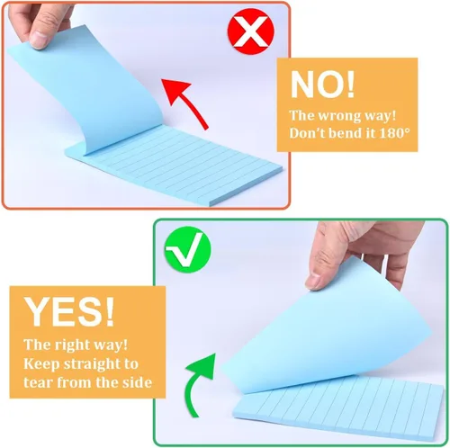 Miniatura 5 de Paquete de 12 notas adhesivas forradas de 4 x 6 pulgadas en colores brillantes, bloc de notas autoadhesivas con líneas, bloc de notas adhesivas