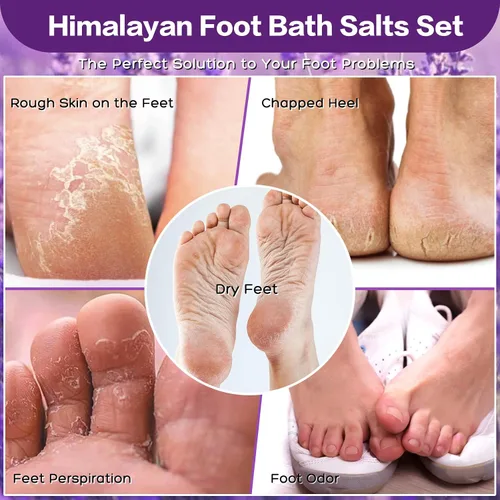 Miniatura 5 de Kit de sal rosa del Himalaya, paquete de 2 sales naturales de remojo para pies, aceites esenciales de sal de Epsom, lavanda, naranja, rosa, aroma a