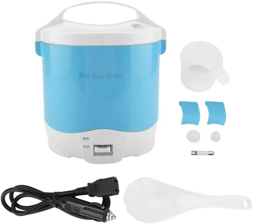 Mini olla arrocera, 1.6L portátil de viaje, única olla de arroz pequeña con función de mantener el calor, vaporizador de revestimiento antiadherente