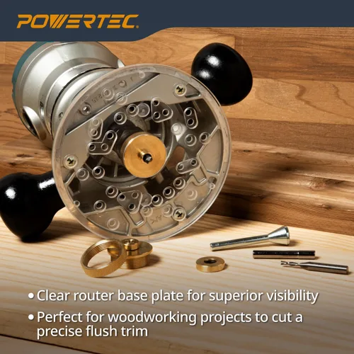Miniatura 5 de POWERTEC Placa Base para Router de Acrílico de 5-3/4 pulgadas con tornillos y agujeros preperforados para routers de corte y inmersión, placa