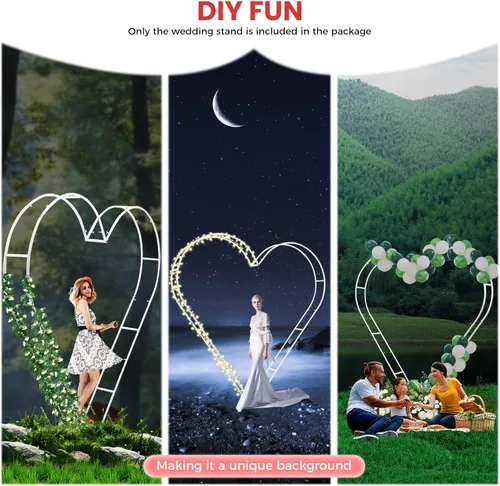 Miniatura 7 de Arco de boda moderno en forma de corazón de metal para arco de boda con marco de globo, marco de globos, estante de exhibición de bodas, eventos