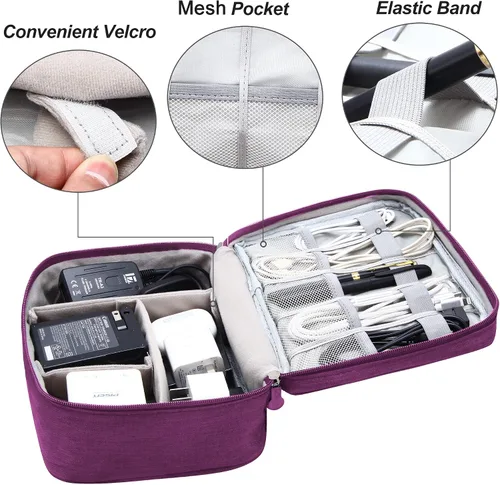 Miniatura 5 de VOCUS Organizador de Electrónica para Viaje Organizador de Cables de Viaje Bolsa para Accesorios Electrónicos, Estuche Portátil de Gran