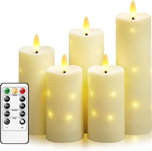 Miniatura 22 de kakoya Velas LED grandes sin llama de 11" x 4" pulgadas para exteriores, impermeables, con control remoto y temporizador, velas de pilar acrílicas