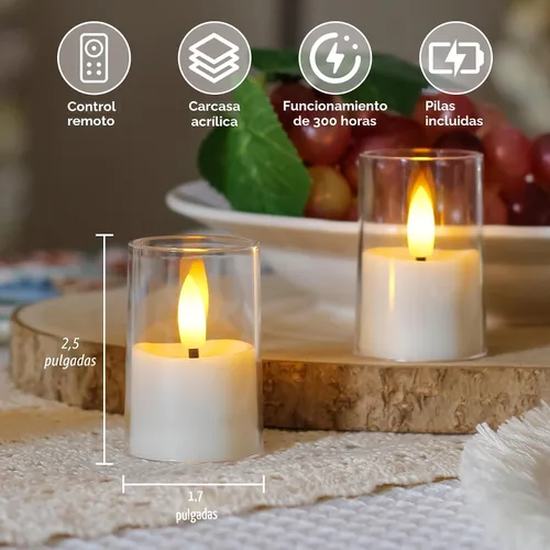 Miniatura 4 de Velas sin llama pequeñas de té LED, vela votiva acrílica operada por batería de 4.3 cm x 6.4 cm con control remoto y temporizador, paquete de 8