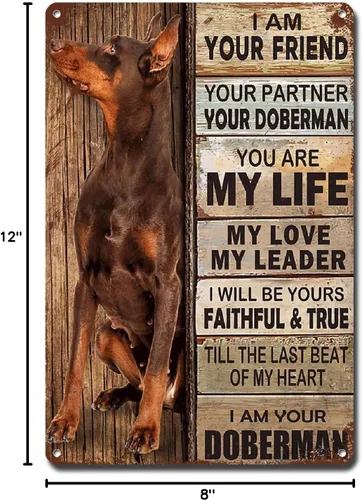 Miniatura 8 de Lygond Letrero de metal con texto en inglés "I Am Your Friend", regalo para amantes de Doberman, amantes de los perros, impresiones artísticas
