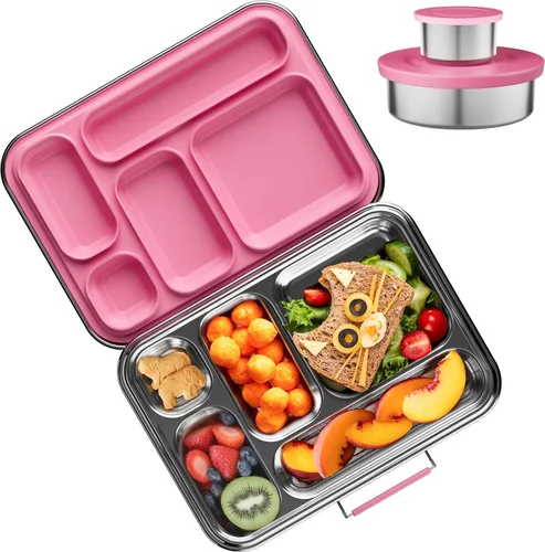 Miniatura 7 de AOHEA Caja Bento de Acero Inoxidable para Niños, Caja de Almuerzo Bento de Metal para Niños Libre de BPA Contenedores de Caja de Almuerzo Acero