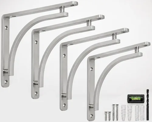 Miniatura 15 de Balin Designs - Soportes clásicos negros resistentes para estantes de 8 pulgadas, soporte en L, soporte para montaje en pared, soporte de metal