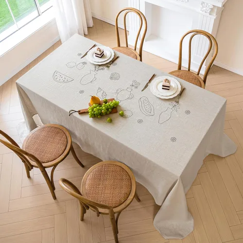 Miniatura 21 de Linen World - Mantel de lino de otoño de 55 x 55 pulgadas, mantel rectangular lavable de lino francés para comedor, al aire libre, bodas