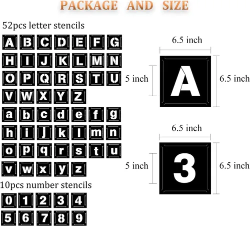 Miniatura 2 de Eage Plantillas de letras de 1 pulgada para pintar, 62 plantillas de números de letras de plástico reutilizables, kit de plantillas entrelazadas