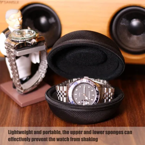 Miniatura 4 de Besforu Estuche de viaje para reloj para hombres y mujeres, caja de almacenamiento portátil de un solo reloj y organizador para relojes de pulsera