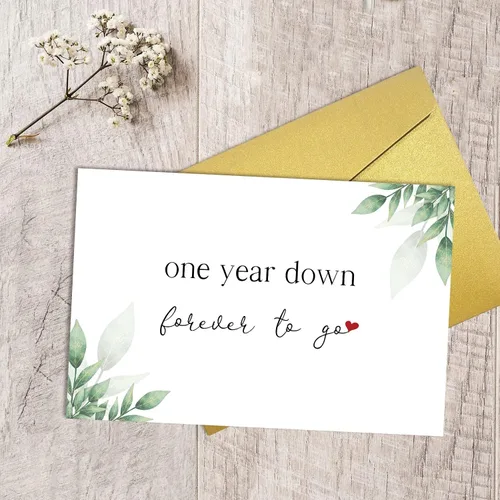 Miniatura 5 de Qiliji Tarjeta Romántica de 1er Aniversario, Tarjeta de Feliz 1er Aniversario para Él Ella, Tarjeta de Aniversario de Boda de Primer Año, 1 Año